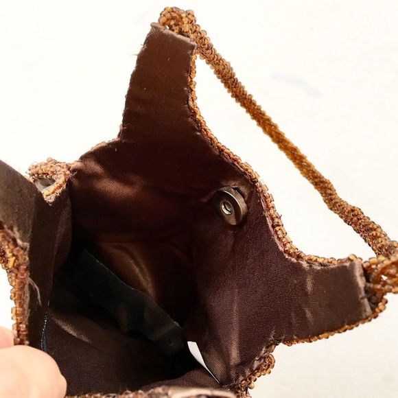 Satin Evening Bag with Beaded Handles and Fringe - Picture 5 of 5